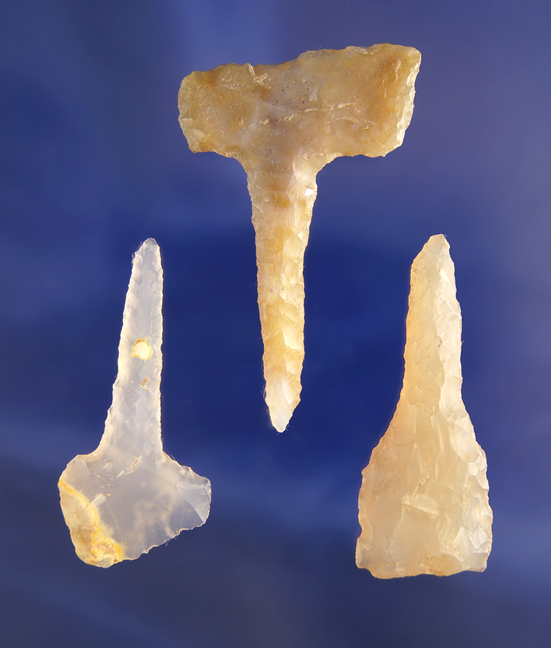 Set of three Drills nicely made from translucent agate found in Washington. Largest is 1 3/4".