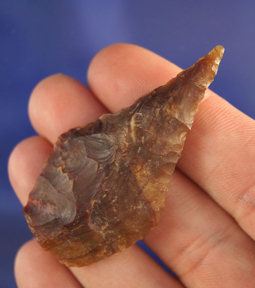 2 1/4" well flaked Pentagonal Knife - beautifully mottled material found near the Columbia River, WA