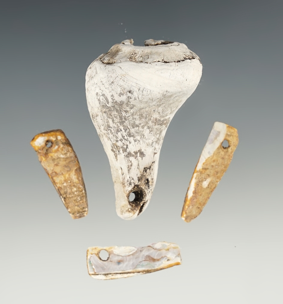Set of 4 Shell Pendants found in New Mexico, largest is 1 7/8".