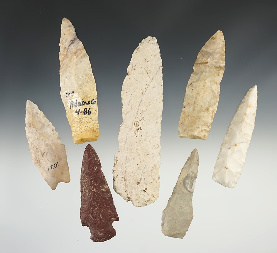 Set of 7 Missouri points in good condition. The largest is 5 5/16".