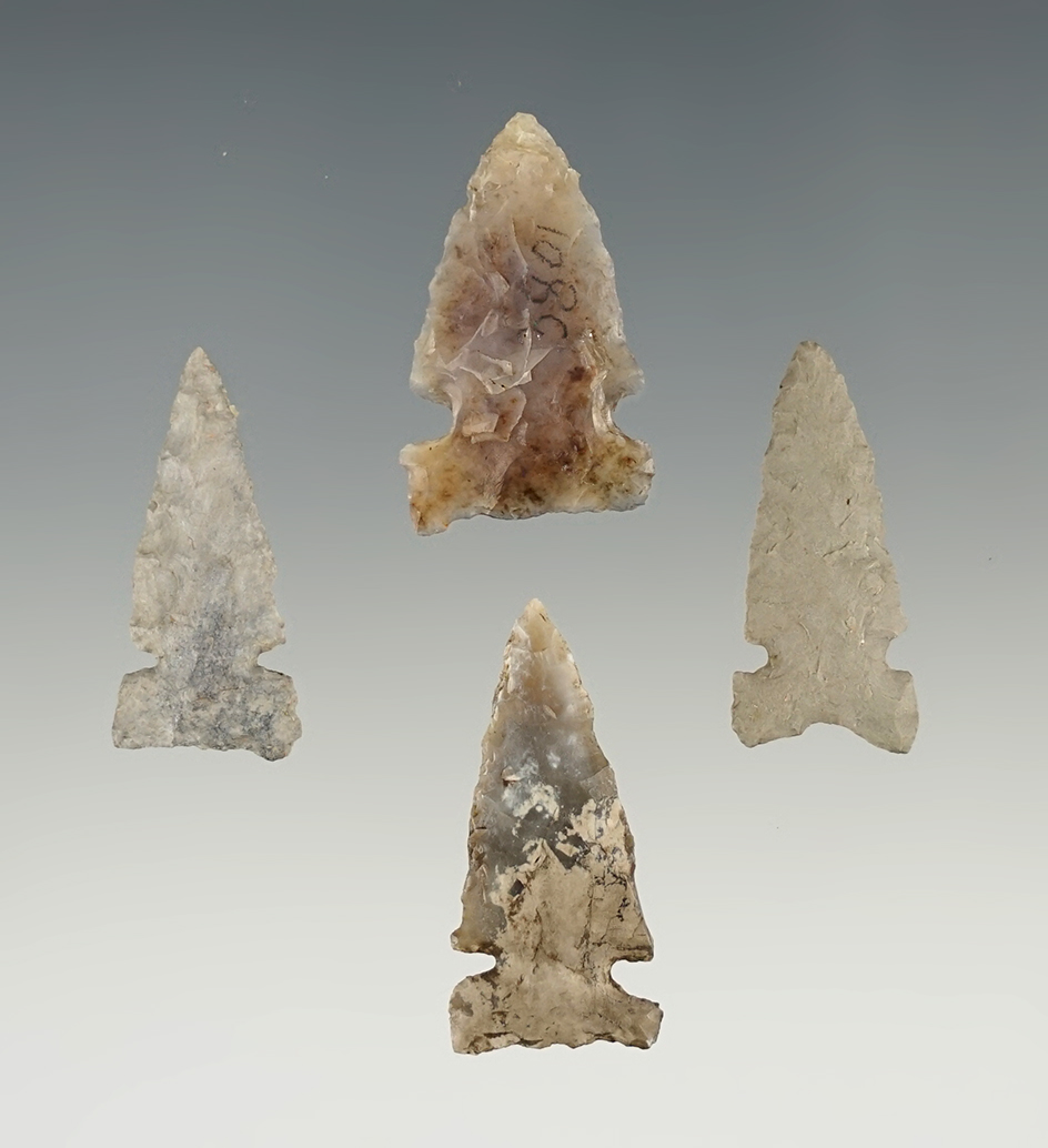 Set of 4 nicely made New Mexico Arrowheads. The largest is 1 1/8".