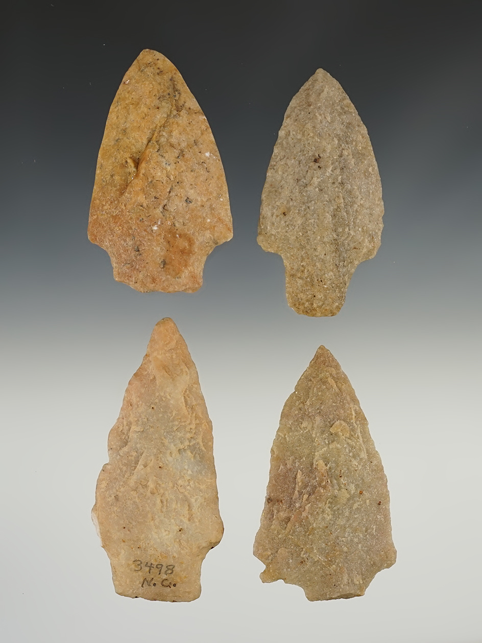 Set of 4 Quartz Points from the North Carolina/Georgia area. The largest is 3 5/8".