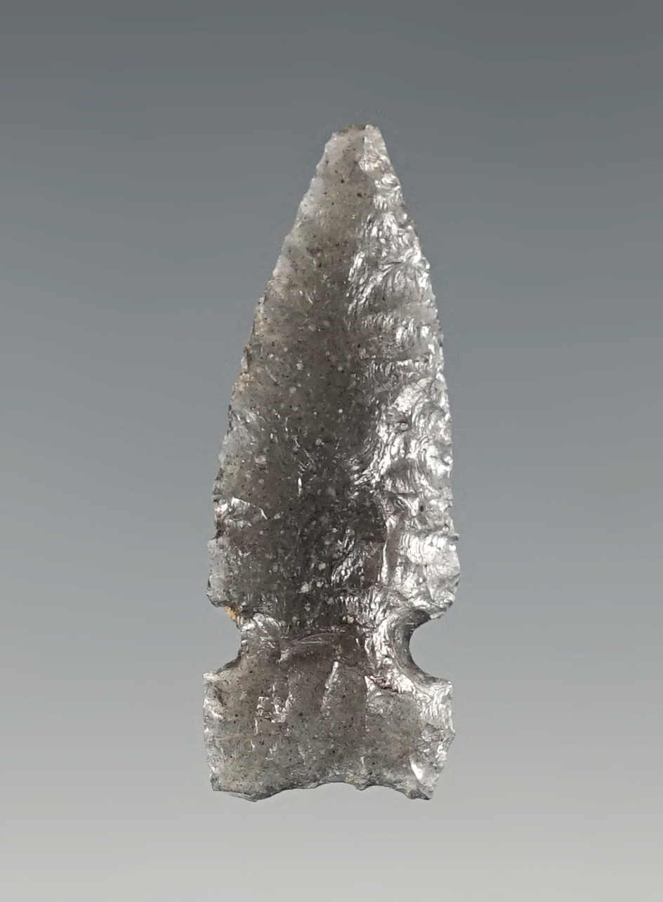 1 5/16" Obsidian Tside Notched Arrow Point found in New Mexico.