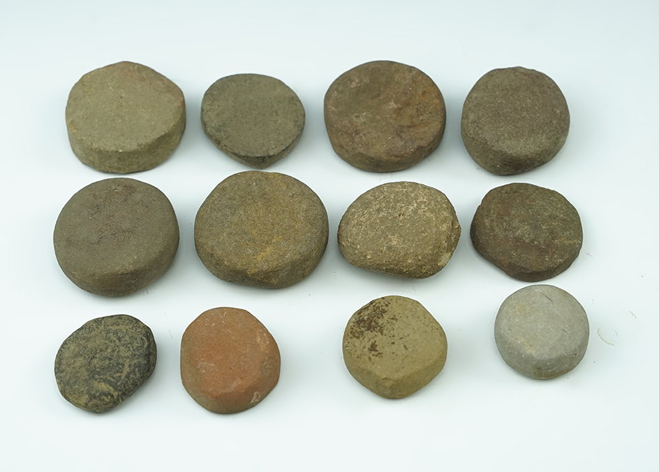 Set of 12 Stone Discs, largest is 1 5/16".