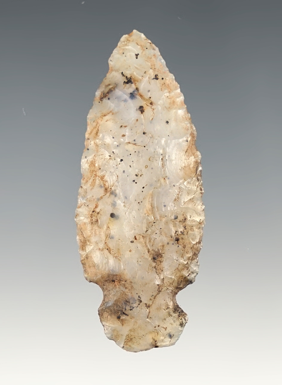 Nicely patinated and highly translucent 2 1/4" Cornernotch found in New Mexico.