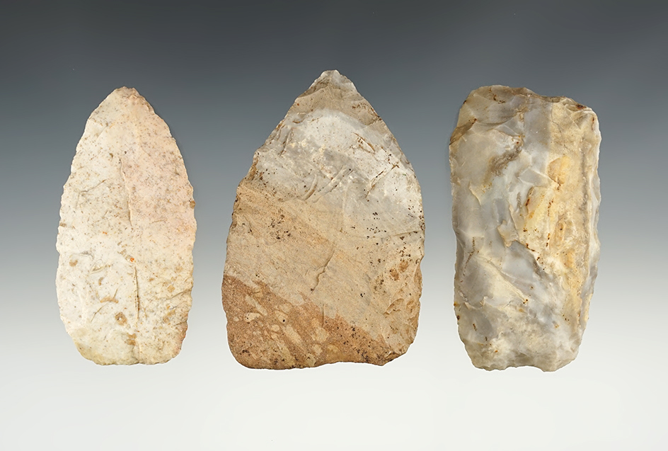 Set of 3 nicely patinated Missouri Blades. The largest is 3 3/16".