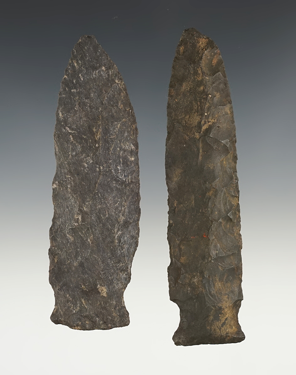 Pair of large and nicely made Pennsylvania points. The largest is 4 1/2".