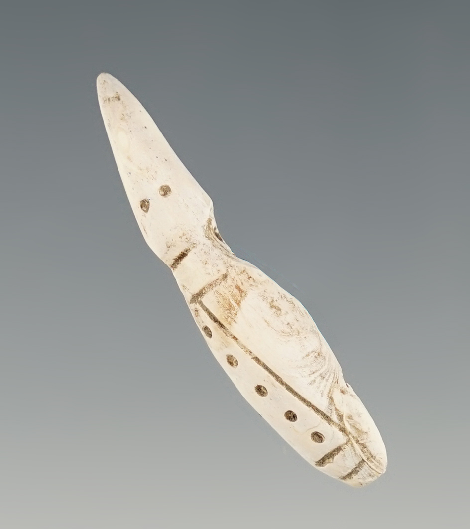 Rare 1 9/16" Carved Bird Effigy made from Shell. Found in Texas.