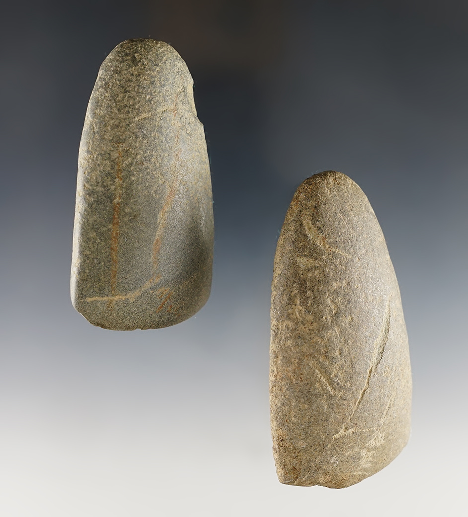 Pair of well made Hardstone Adzes found in Indiana. The largest is 3 7/16".