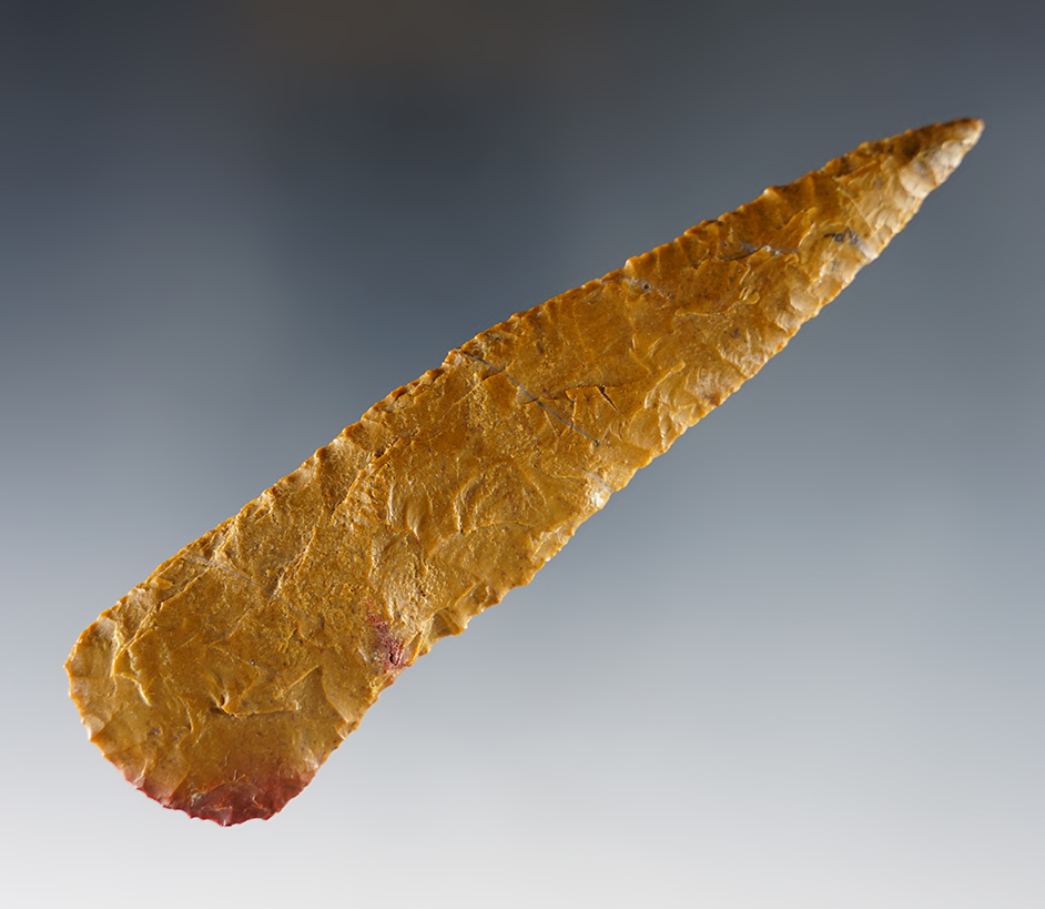 Excellent flaking on this 4  3/4" flaked knife made from quality Jasper found in Nevada. 