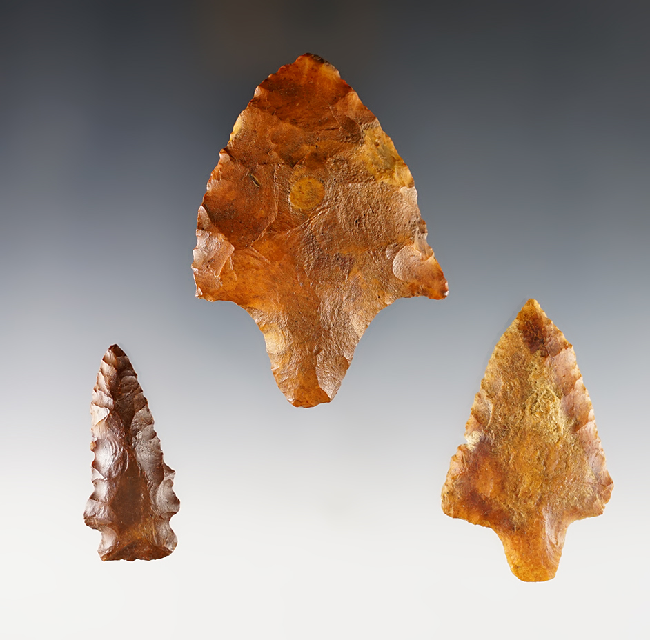 Set of 3 well patinated Florida and Georgia Points in good condition. Ex. Tommy Tomberlin.