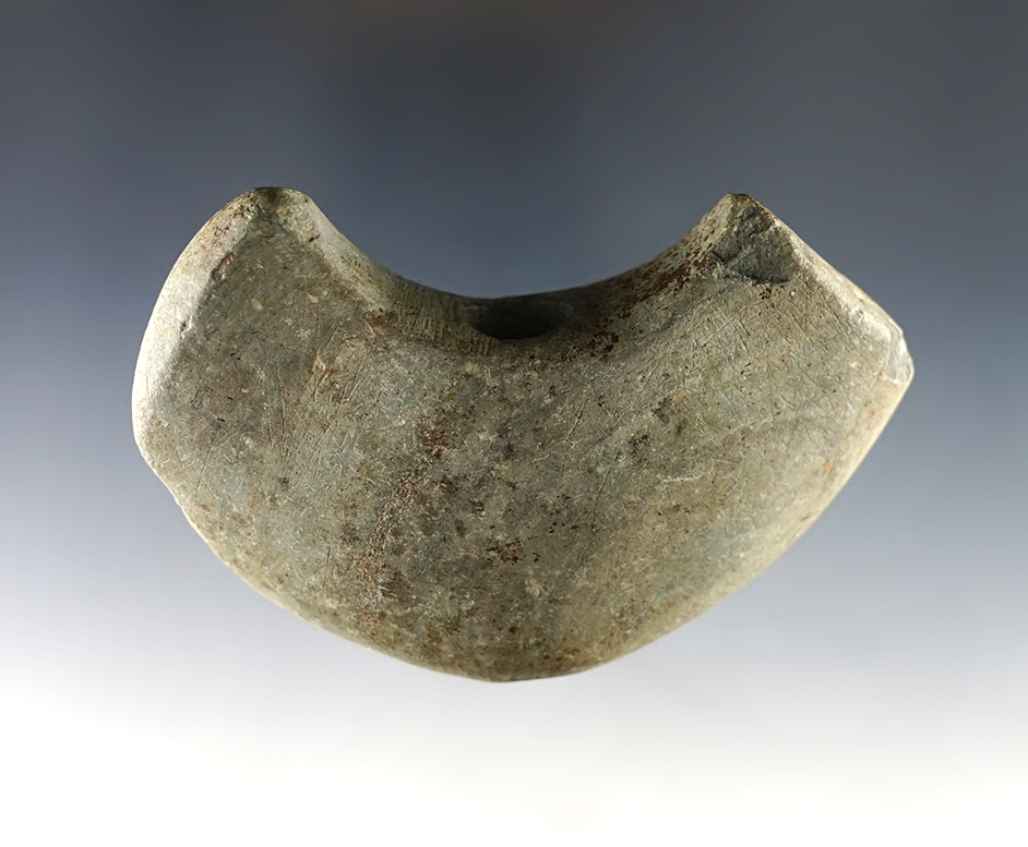 3 7/16" wide Crescent style Bannerstone found in Summit Co., Ohio. Ex. Jim Hovan.