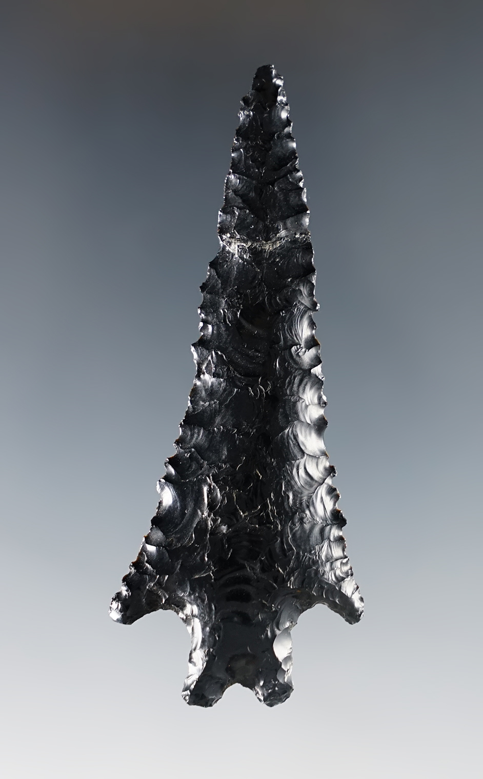 Large 2 15/16" Elko Split Stem made from obsidian. Broken/glued tight - Nevada. 