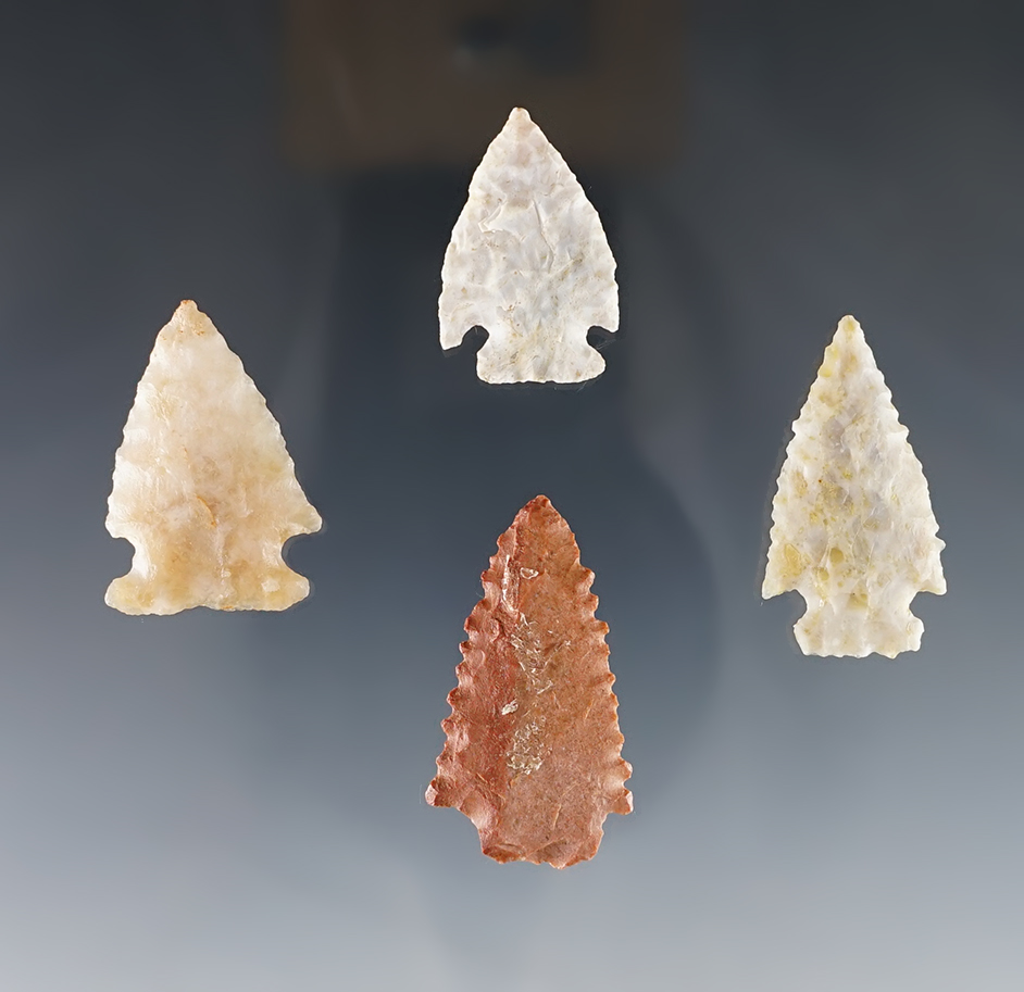 Set of 4 well made Colorado Points. 2 are finely serrated. The largest is 1 7/16".