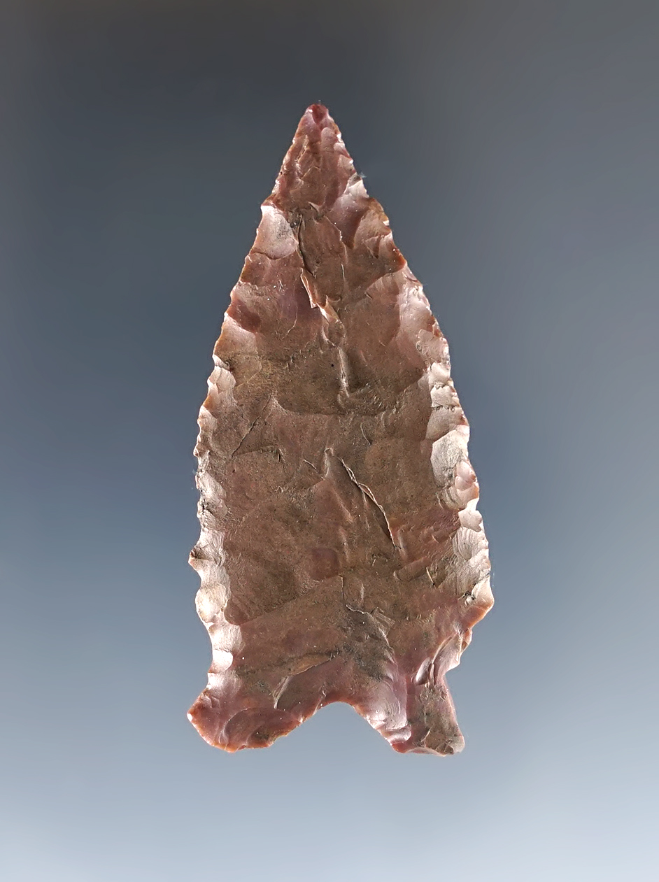 2 1/16" Deep Water point made from brown Jasper. Recovered in Colorado.