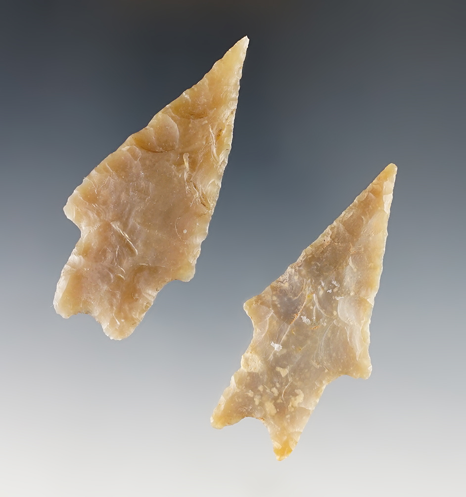 Pair of fine Texas Pedernales. The largest is 2 5/8".