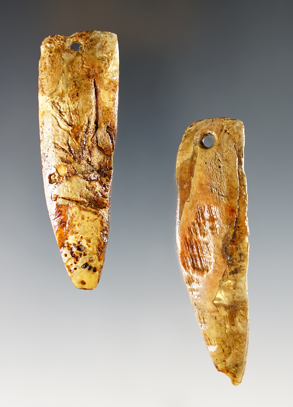 Pair of trapezoidal shell pendants recovered in Colusa County California. Ex. Chris Ehrke. 