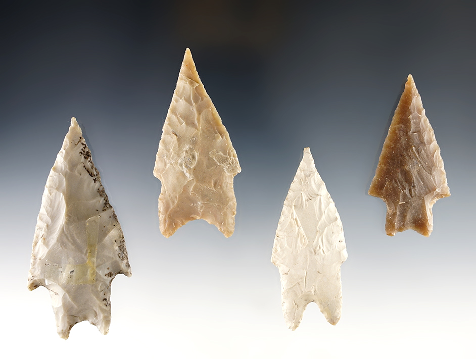 Set of 4 nicely made Texas Pedernales. The largest is 3 1/4".