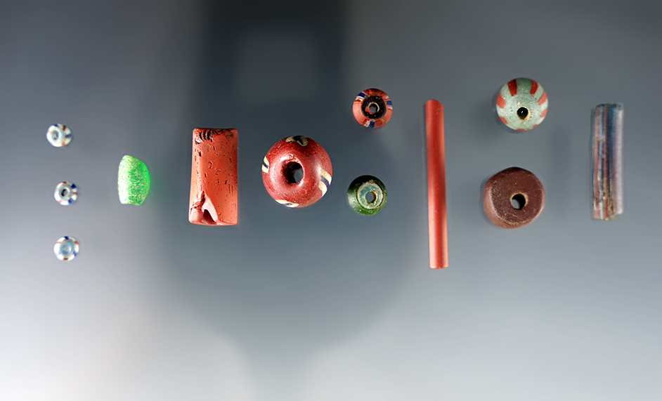 Set of 12 assorted Beads found at the Powerhouse Site in Lima, New York. 