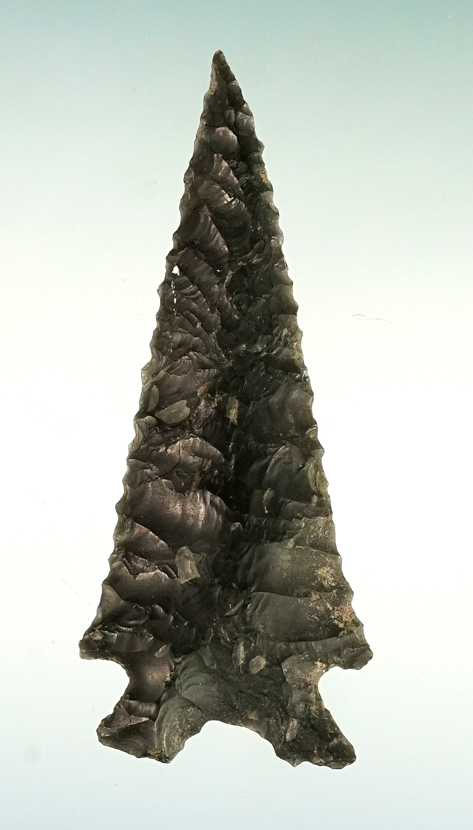 Classic style 2 1/4" Elko eared that is perfectly flaked in excellent condition. Nevada.