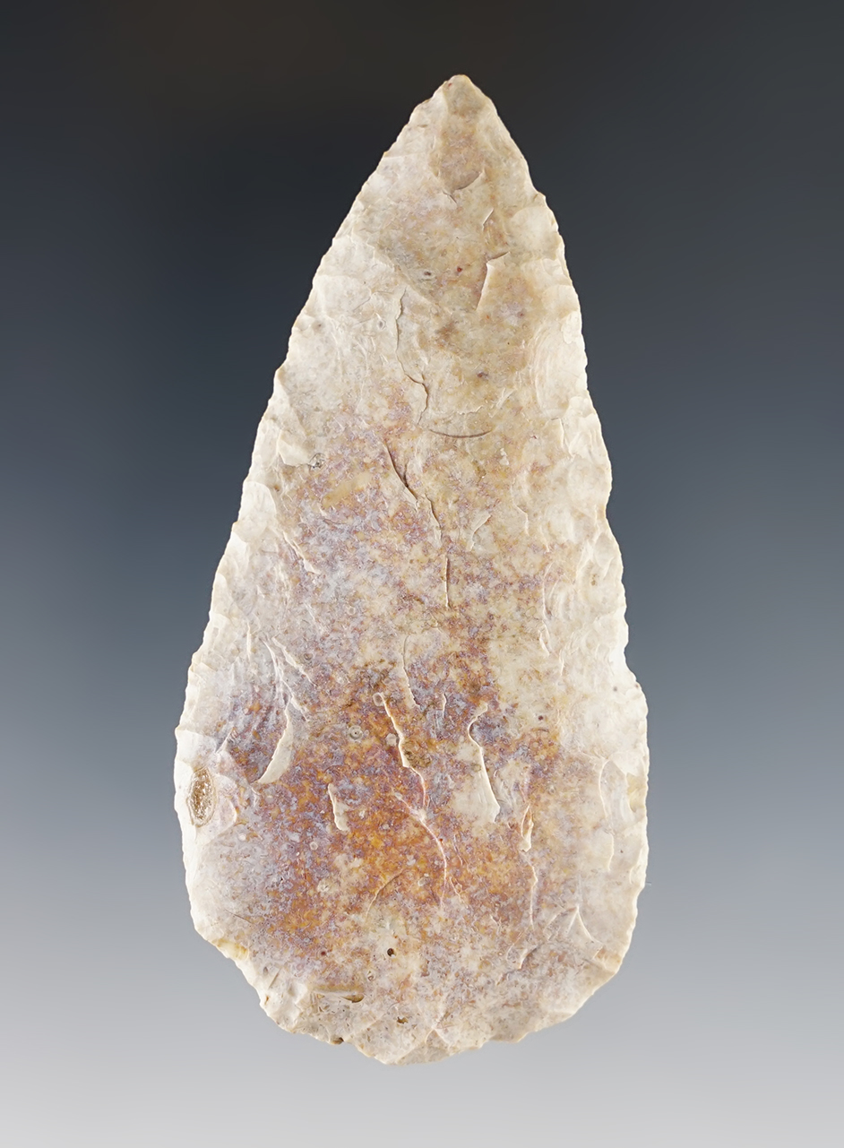 Colorful 3 7/16" Blade found in Jersey Co., Illinois. Heavily patinated. 