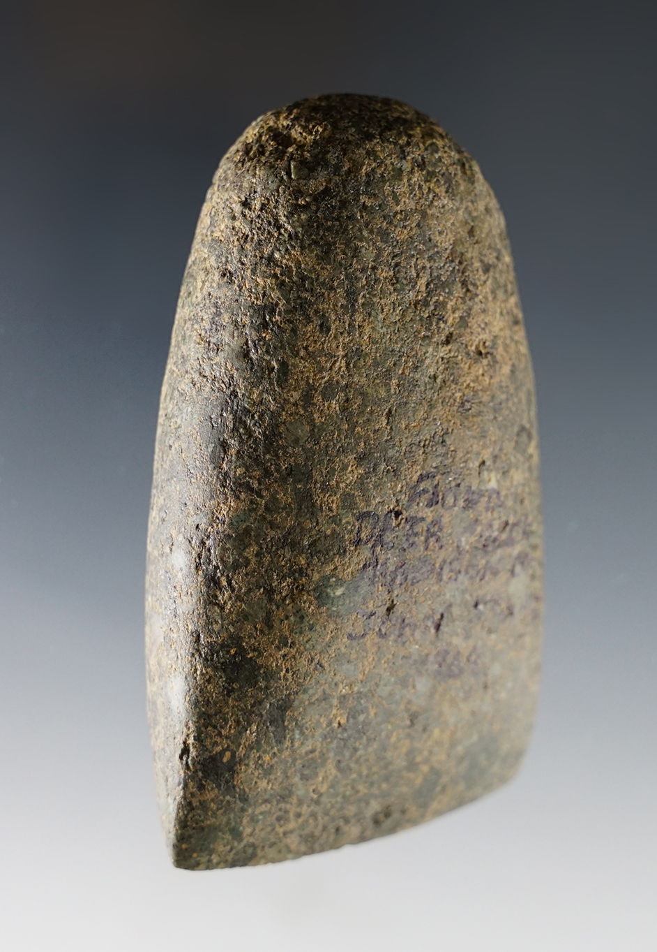 Fine 3 3/8" Granite Celt - Madison Co., Ohio by John Schatz in 1964. Ex. Jack Hooks collection.