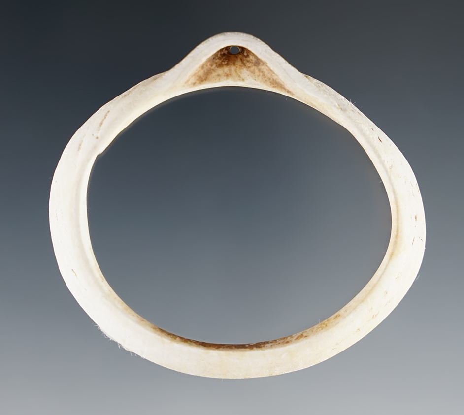 Fine 2 1/8" Hohokam Shell Pendant found in Arizona. Comes with a Stermer COA.