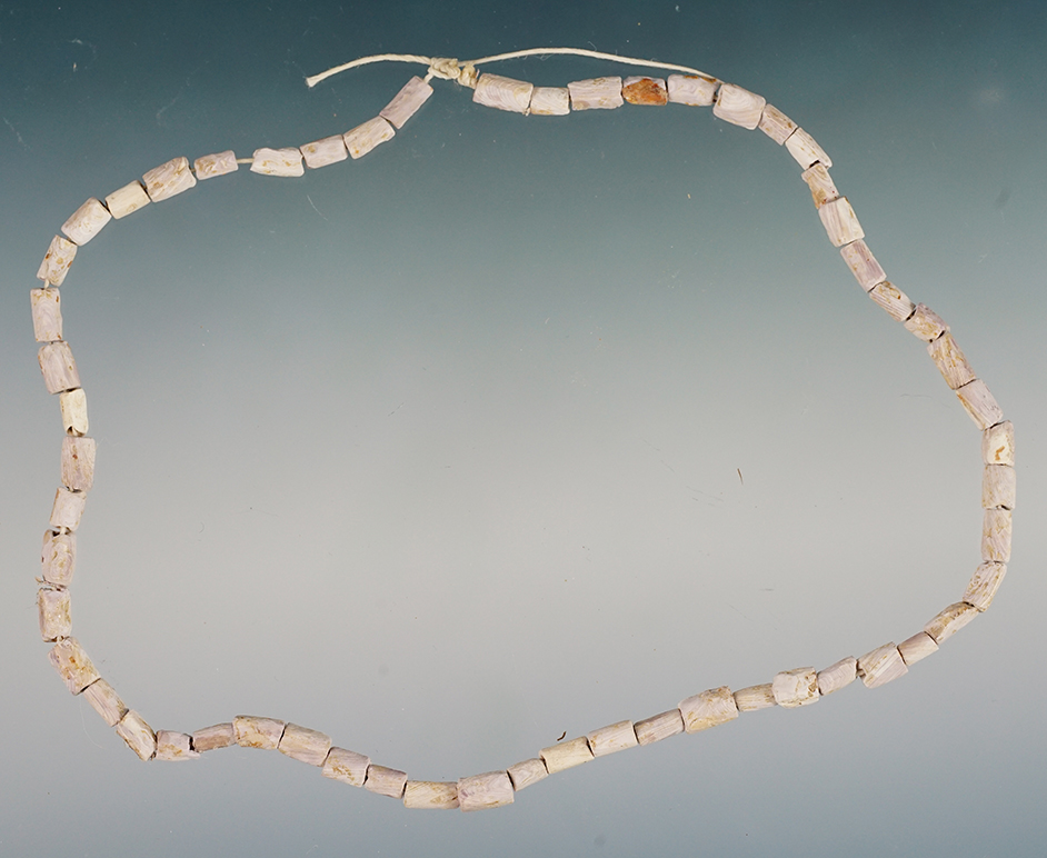 12" Purple & White Shell Beads found at the Dann Site in Lima, Monroe Co., New York.