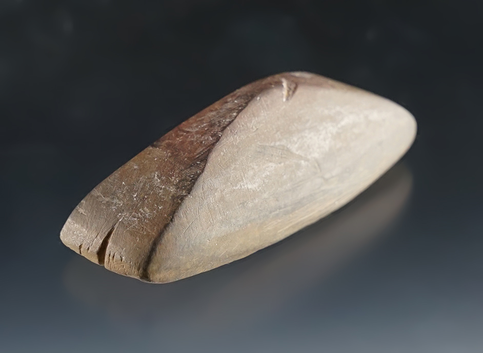 2 5/8" Semi Keeled Gorget that is undrilled and grooved on each end. 