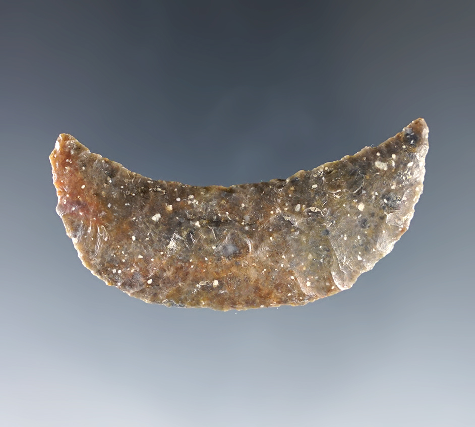 2 1/8" Paleo Crescent that is thin and well made. Found in Nevada.