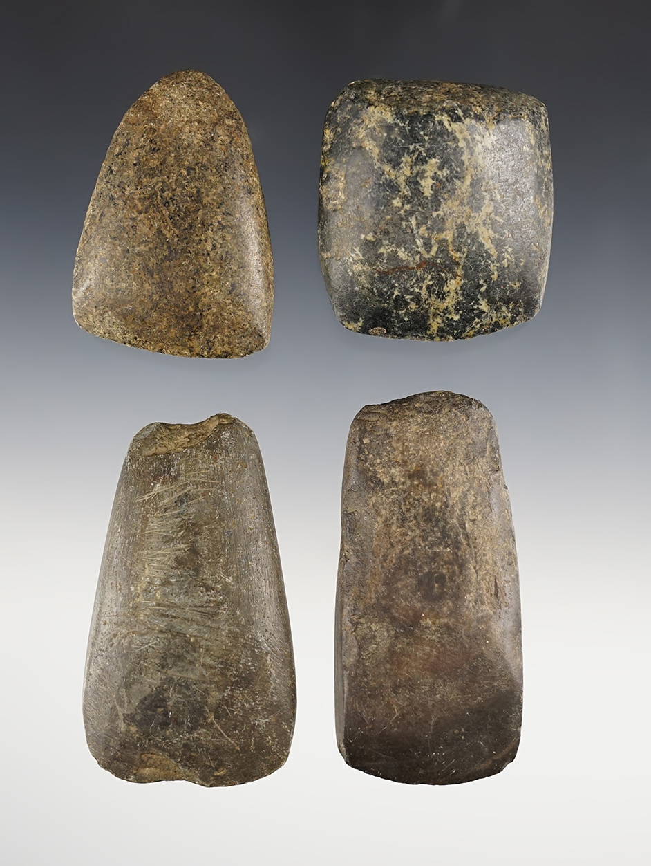 Set of 4 Ohio Celts in good condition. One was anciently salvaged from a larger piece.