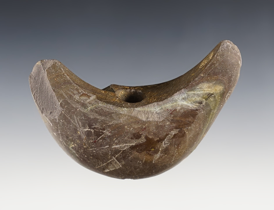 3 7/8" Lunate style Bannerstone found by Homer Norris Weaver on his farm, Wyandot Co., Ohio.