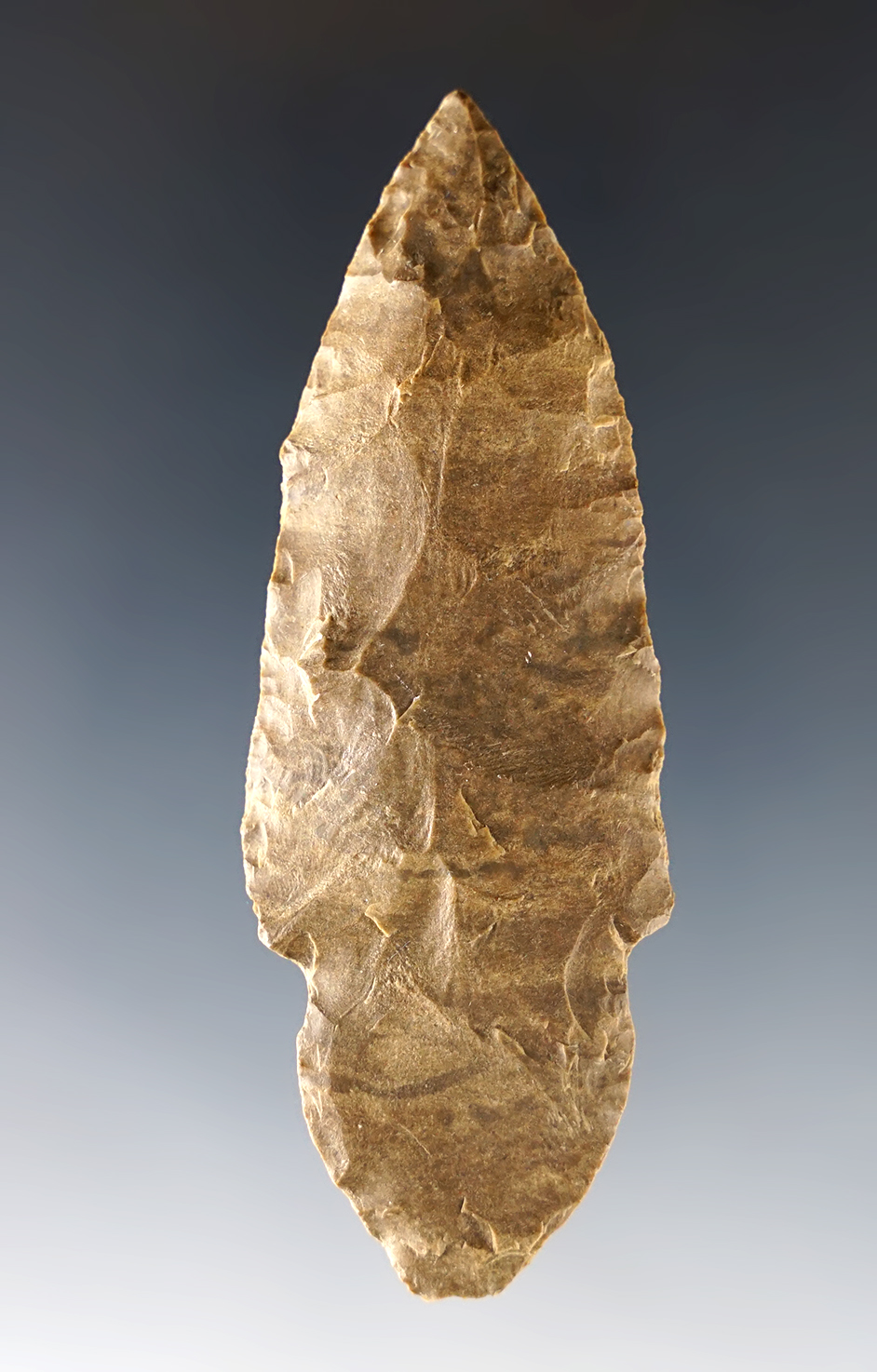 3 3/16" Adena made from nicely patinated Dover Chert. Found in Kentucky.