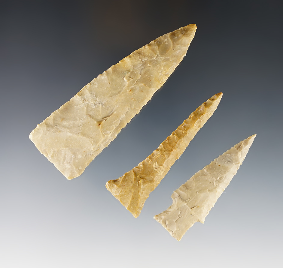 Set of three Texas points. All 3 artifacts come with their own Stermer COA. 