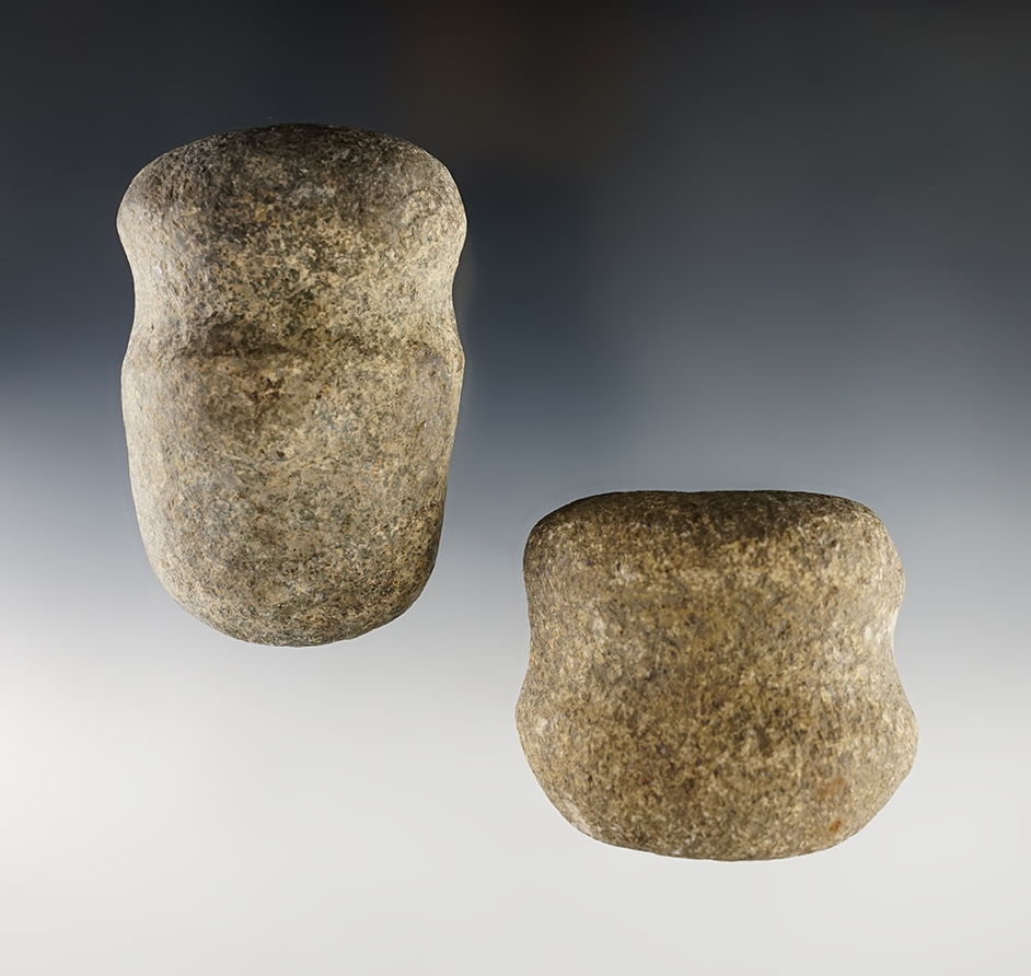 Pair of Hammerstones found in Indiana. Both are well made from Hardstone. Largest is 3 1/4".