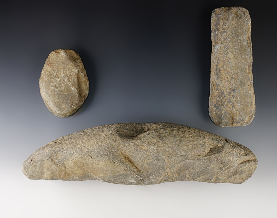 Set of 3 Indiana Preforms including a massive 10" wide Pick-type Bannerstone Preform.