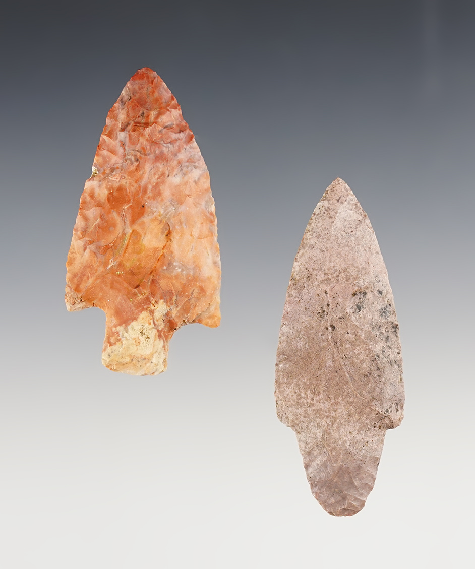 Pair of nicely colored points found in Illinois and Missouri. Both come with Bennett COA's. 