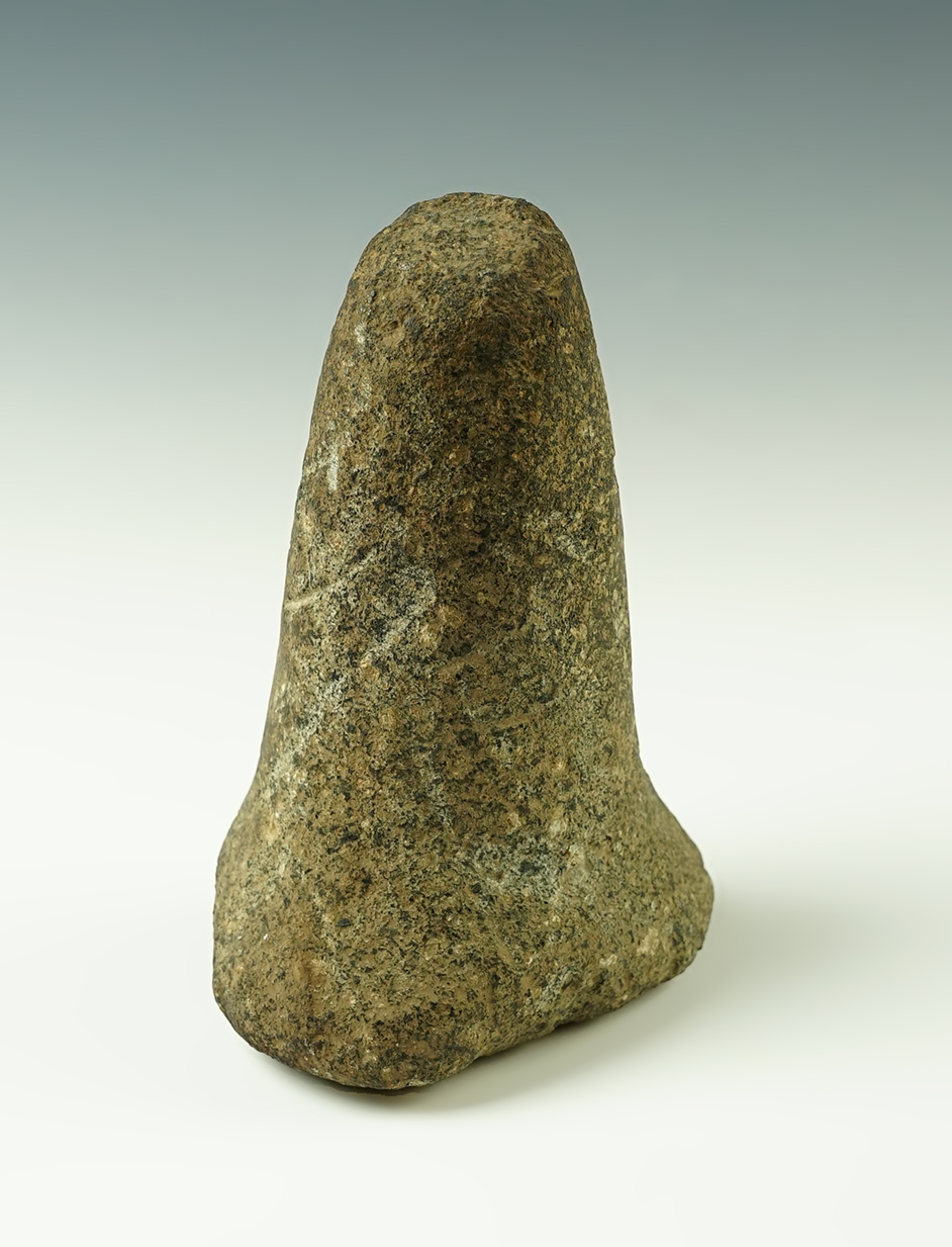 5 1/4" long Bell Pestle found in Delaware Co., Ohio. Made from patinated Hardstone.