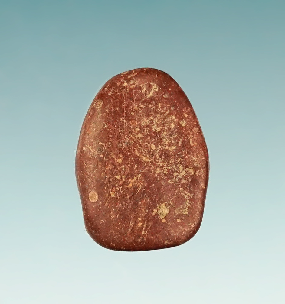 RARE!! 5/8" Catlinite Maskette- perforated at the ears. Found at the White Springs Site, Geneva, NY.