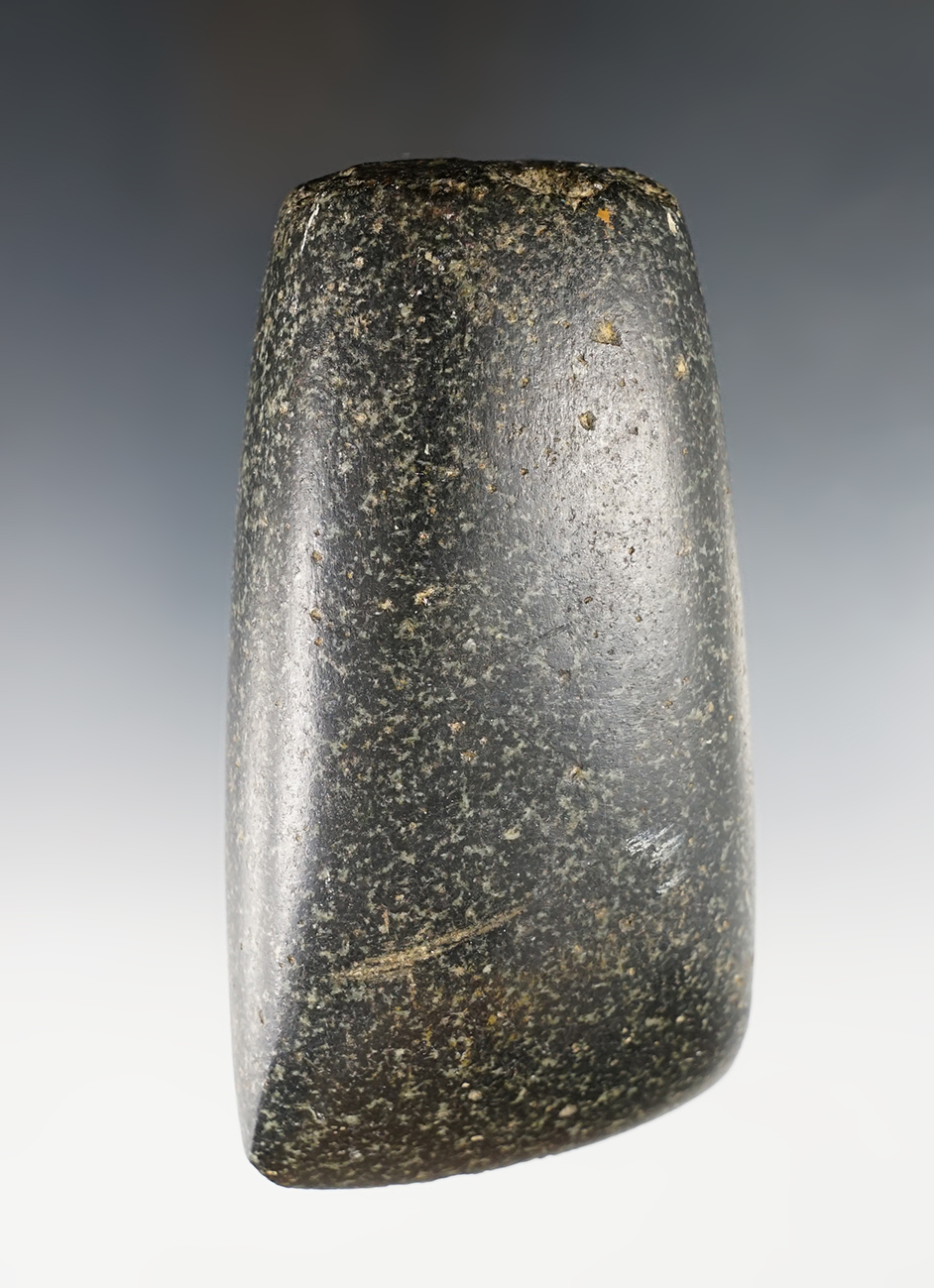 4 3/4" Celt made from dense Hardstone with a nicely polished surface. Maya Region, Central America.