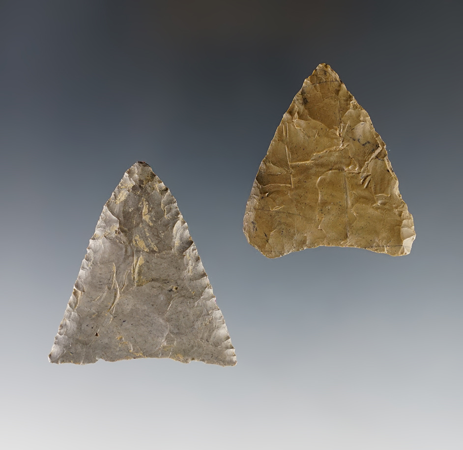 Pair of well made Triangle points found in Afton, Chenango Co., New York.