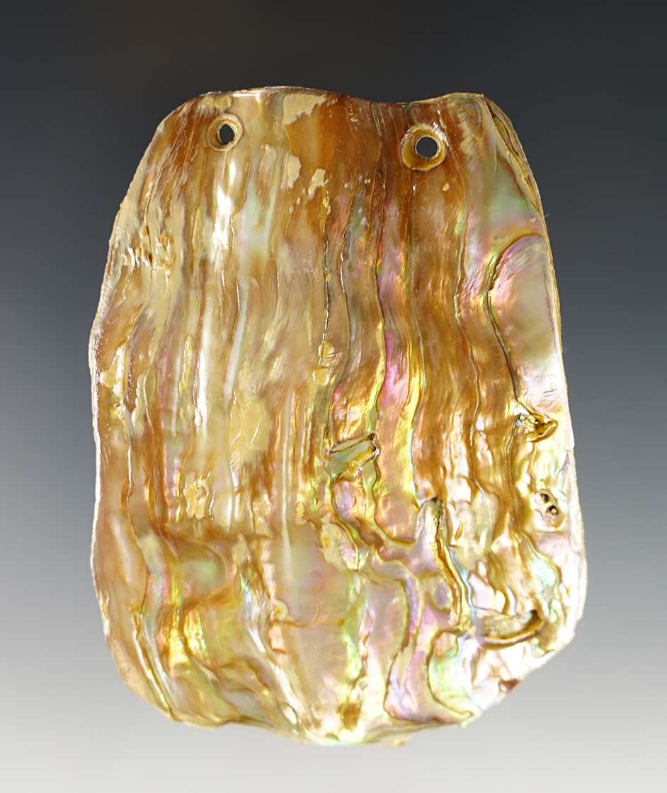 Very nice 3 1/2" Abalone Shell Pendant found in Colusa Co., California.