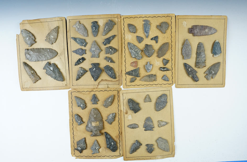 Set of 6 original collector cards from the 1940's. Each one has multiple points glued to them.