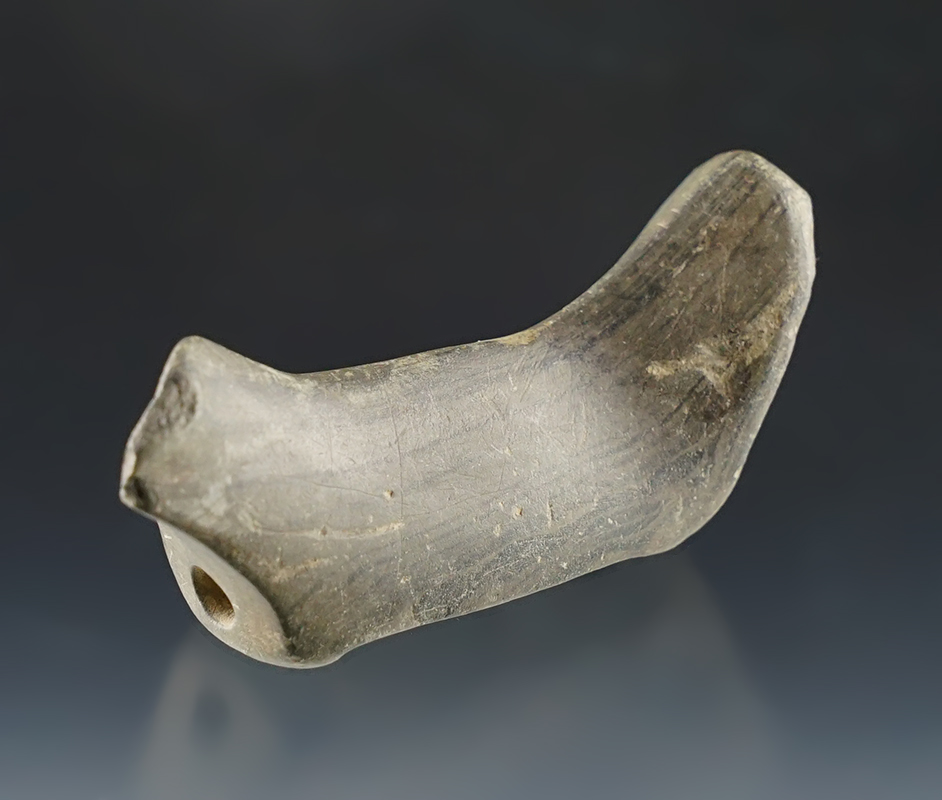 2 3/4" long Birdstone with a missing head. The break has been anciently salvaged. Lorain Co., Ohio. 