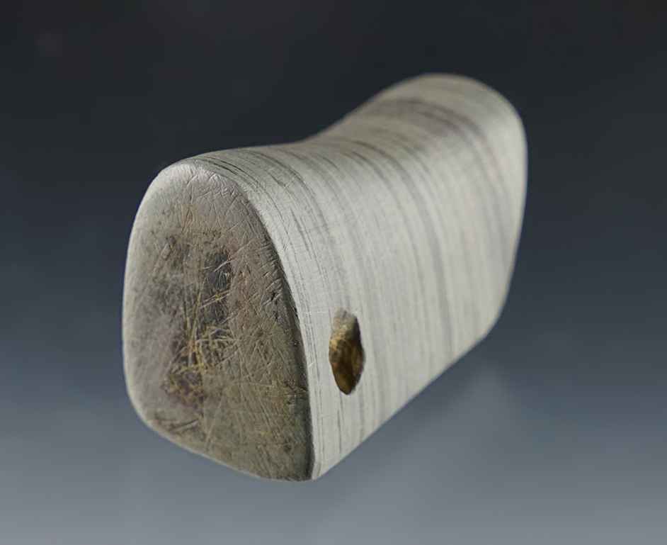 Fantastic 1 13/16" long Anciently salvaged Birdstone made from vivid Banded Slate. Coshocton Co., Ohio.