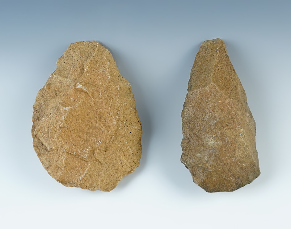 100,000+ YEARS OLD!  Pair of Acheulean Hand Axes recovered in N. Africa. Largest is 5 3/16".  