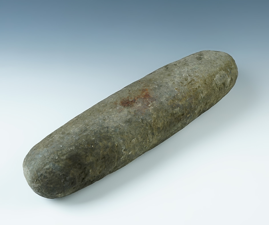 Large 11 1/4" stone roller pestle in very nice condition recovered in New York.