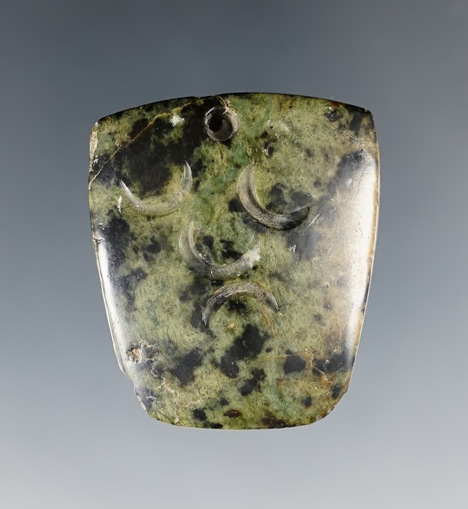 1 1/2" stylized Face Pendant, Mixtec Culture, Oaxaca, Mexico, CE 1000-1500. 