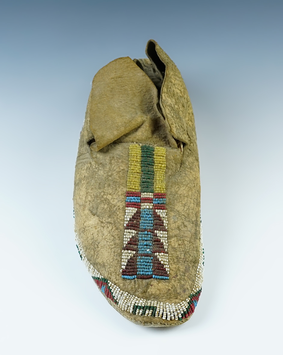 9 5/8" beautifully beaded single moccasin in excellent condition.