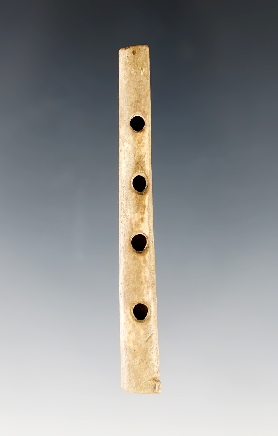 2 11/16" four-hole bone flute in excellent condition found in southern Ohio. 